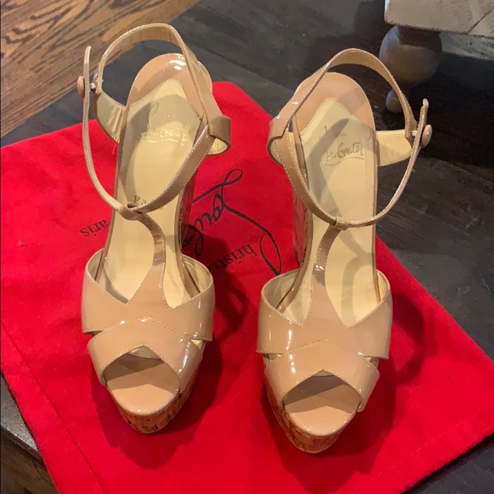 Christian Louboutin T strap wedges